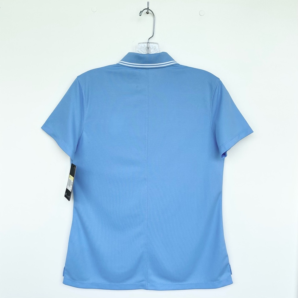 Nike Golf Polo Shirt Ladies  S Dri Fit Technology Logo Blue Standard Fit - Picture 7 of 14